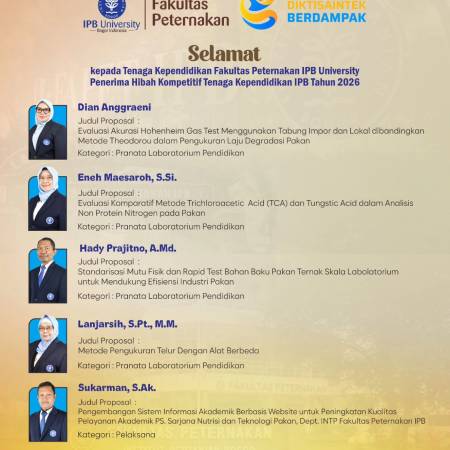 Selamat Kepada Tendik Fapet IPB Penerima Hibah Kompetitif Tendik 2026
