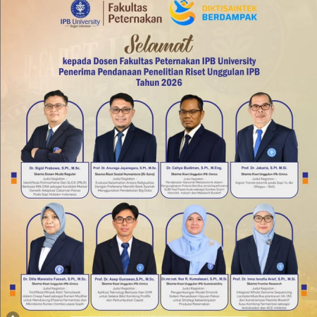 Selamat kepada para dosen Fakultas Peternakan IPB yang berhasil memperoleh pendanaan Riset Unggulan IPB (RUI) Tahun 2026