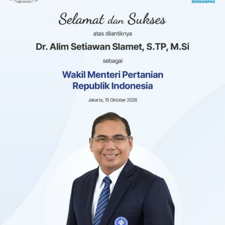 Selamat dan Sukses atas dilantiknya Dr. Alim Setiawan Slamet, S.TP, M.Si Sebagai Wakil Menteri Pertanian Republik Indonesia
